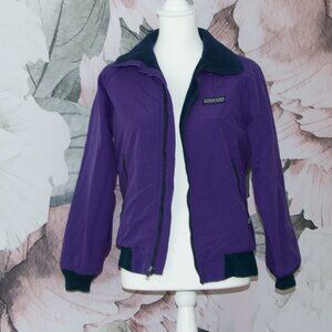 Vintage Lands End Vintage Squall Jacket Women's M Purple Fleece Lined in Navy